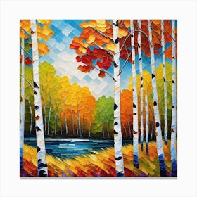 Birch Trees In Autumn 12 Canvas Print