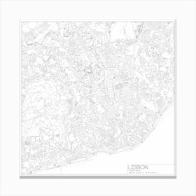 Lisbon, Portugal, City Map Black On White Blueprint Design Leinwandbild