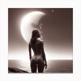 Nude Woman With Moon Canvas Print