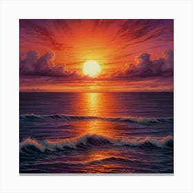 Sunset Over The Ocean 4 Canvas Print