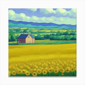 Sunflowers In The Field Sunset on the Farm A Peaceful Retreat Canvas Print