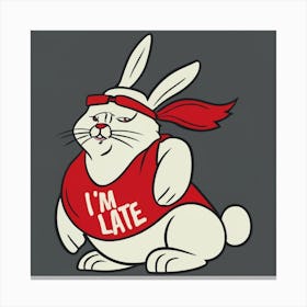  A White Bunny With A Red T Shi Canvas Print