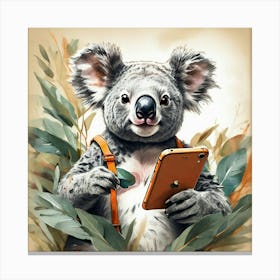 Koala With Phone Canvas Print