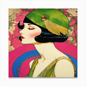 Woman In A Green Hat Canvas Print