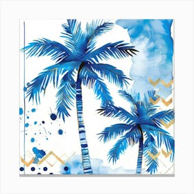 Blue Palm Trees 1 Canvas Print