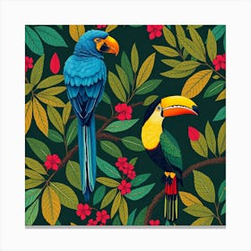 Toucans And Flowers 1 Canvas Print