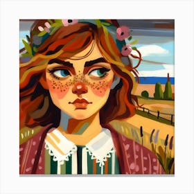 Village Girl With Freckles Canvas Print