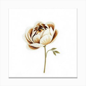 Embroidered Peony Blossom Canvas Print