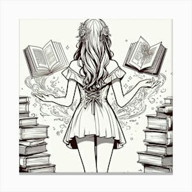 Magic book and girl 1 Canvas Print