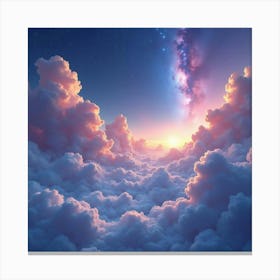 Watercolor Cosmic Clouds With Vibrant Starry Touches 1 Canvas Print