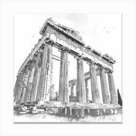 A Temple Of Olympian Zeus In Athens Hand Drawn S 1720009068 2 Canvas Print