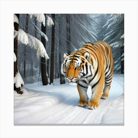 Sibirean Tiger In The Woods Canvas Print