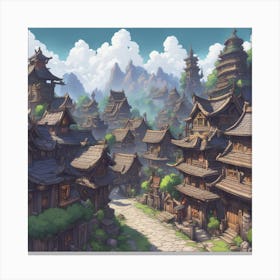 Warcraft Orc Town 0 (1) Canvas Print