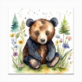 Bear watercolour  Canvas Print