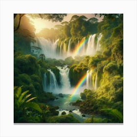 A rainbow over a waterfall Canvas Print