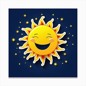Lovely smiling sun on a blue gradient background 41 Canvas Print