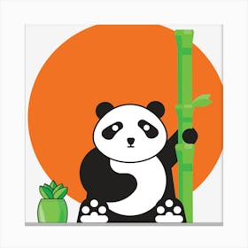 Panda Animal Orange Sun Nature Canvas Print