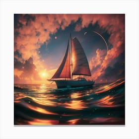 Sailboat At Sunset Canvas Print