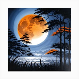 Enchanting Moonlight Painting A Serene Nighttime Scene Upscayl 2x Realesrgan X4plus Canvas Print