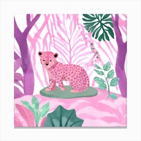 Pink Leopard In Jungle  Canvas Print