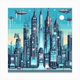 8-bit cybernetic city 3 Canvas Print