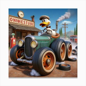 Donald Duck In A Car 1 Canvas Print