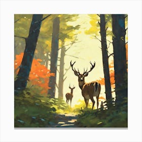 Deer In The Woods 17 Canvas Print