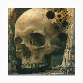 Skull In The Wall Canvas Print