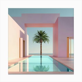 Pool and Palm Tree Canvas Print