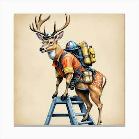 Firefighter Deer Canvas Print