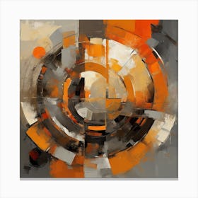 Neo Cubist Harmony Orange & Grey Abstraction (4) 1 Canvas Print