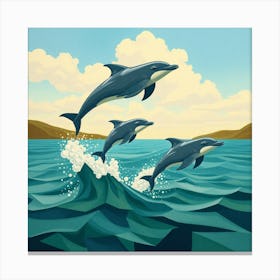 Dolphins Jumping Canvas Print