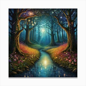 Fairytale Forest The Magic of Watercolor: A Deep Dive into Undine, the Stunningly Beautiful Asian Goddess 1 Canvas Print