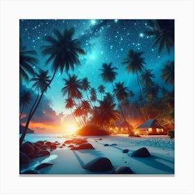 Tropical paradise night Canvas Print