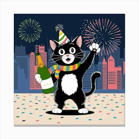 A Black Cat With A Party Hat Wearing A S Pj7550yhsu23ow8hwbyidw Q6nydblytj62tlry3c9eha Canvas Print