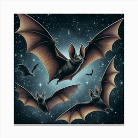 Bats In The Night Sky Canvas Print