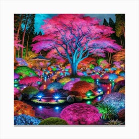 Japanese Garden At Night Canvas Print