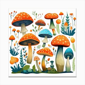 Mushrooms In The Forest 86 Canvas Print