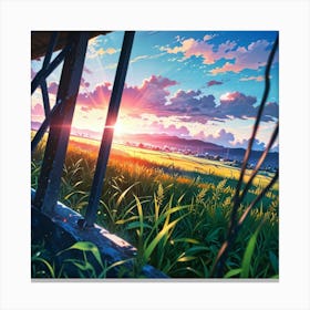 Sunset In The Field Canvas Print