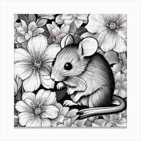 Mouse In Flowers 1 Canvas Print