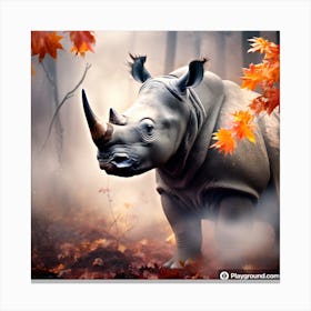 Rhino In The Forest Canvas Print