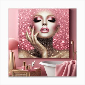 Glamorous glitter Bathroom 3pink Canvas Print