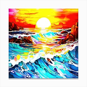 Tides At Sunset - Sunset On The Ocean Canvas Print