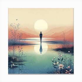 Man Standing In The Water 3 Canvas Print