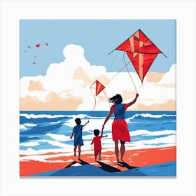 Kites On The Beach Canvas Print