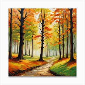 Forest In Autumn In Minimalist Style Square Composition 269 Canvas Print