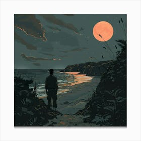 Moonlight On The Beach Canvas Print