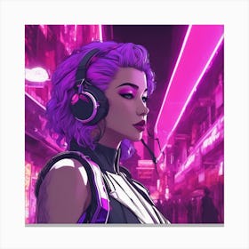 Lofi Girl in Pink Cyberpunk Canvas Print