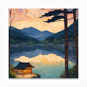 Fireflies By The Lake Canvas Print