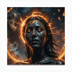 Woman In Flames Canvas Print